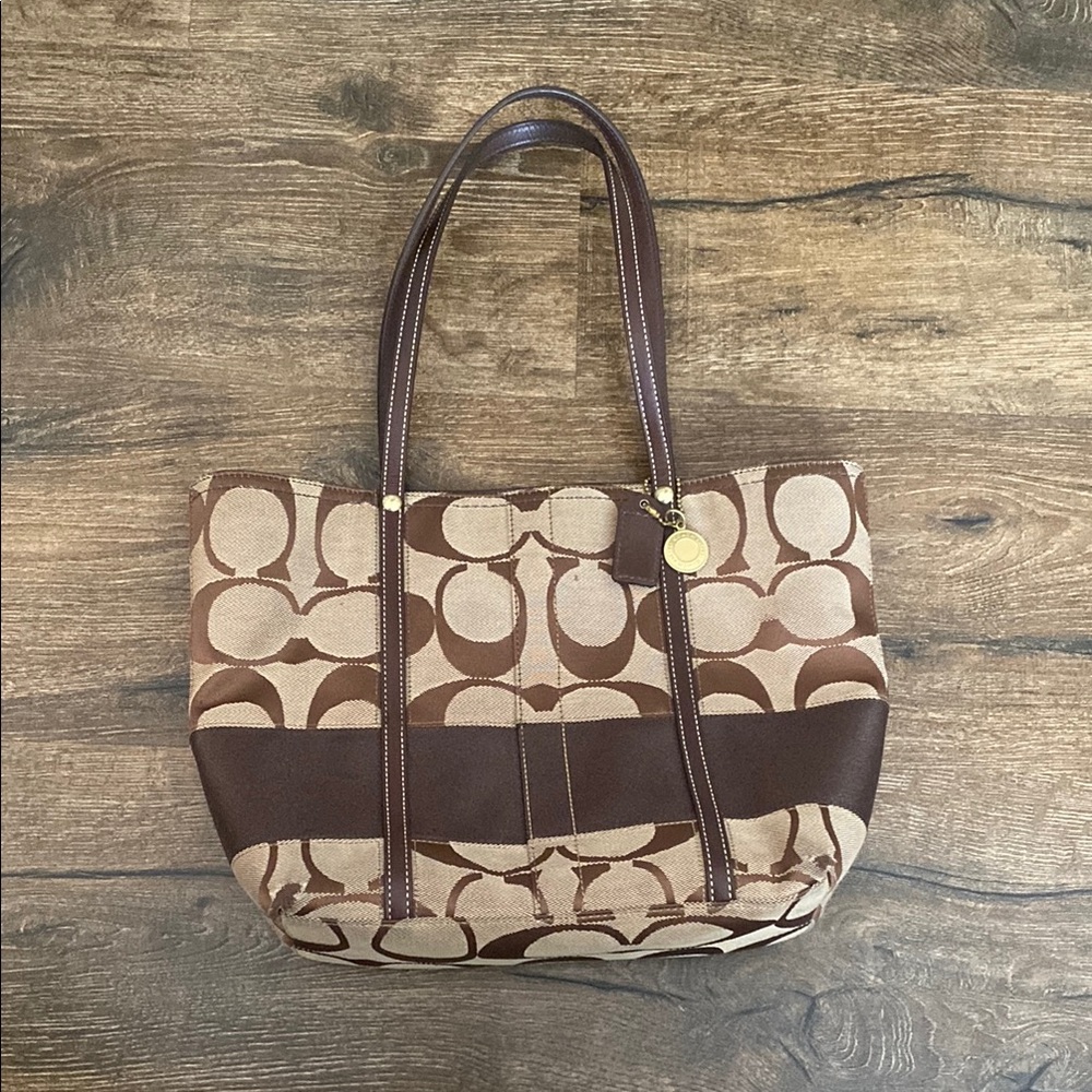 Coach Logo Brown Signature Tote Bag Reversible